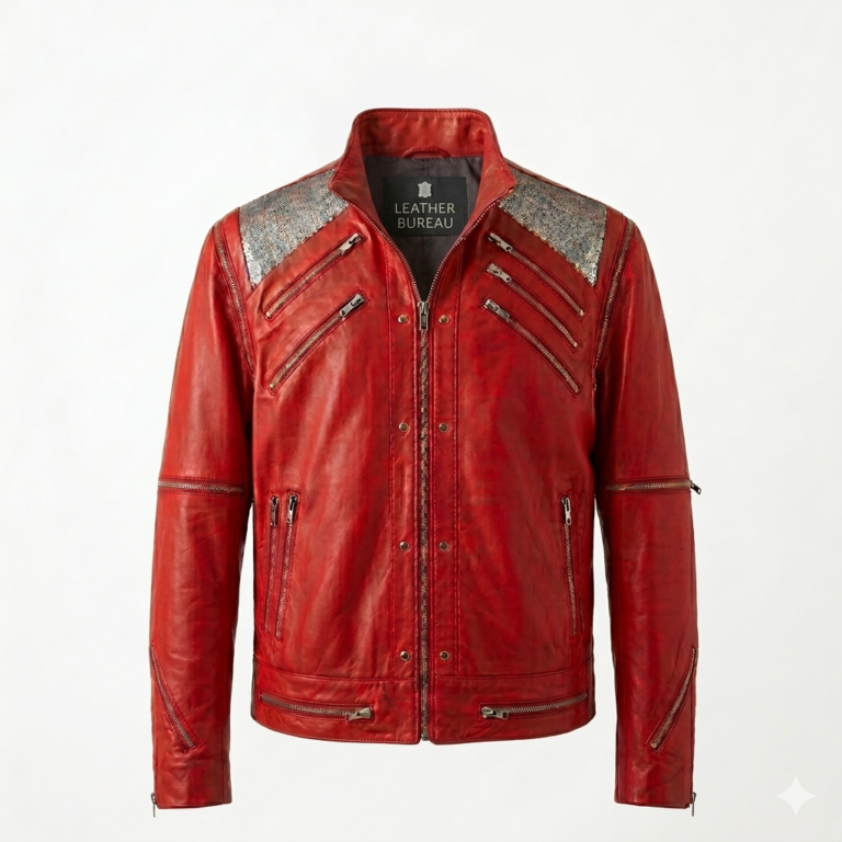 Red Leather Biker Jacket