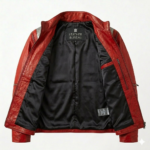 Men's Premium Style Red Cowhide Leather Biker Jacket –  Leather Bureau - Image 2
