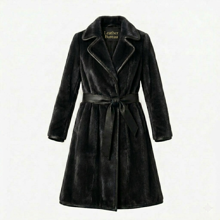 Black Pony Hair Trench Coat