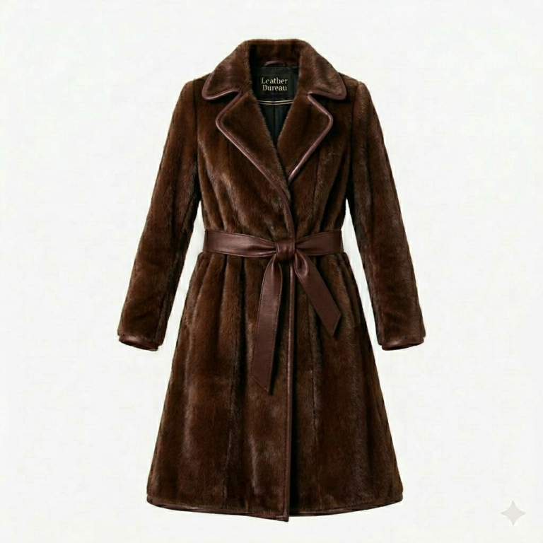 Brown Pony Hair Trench Coat